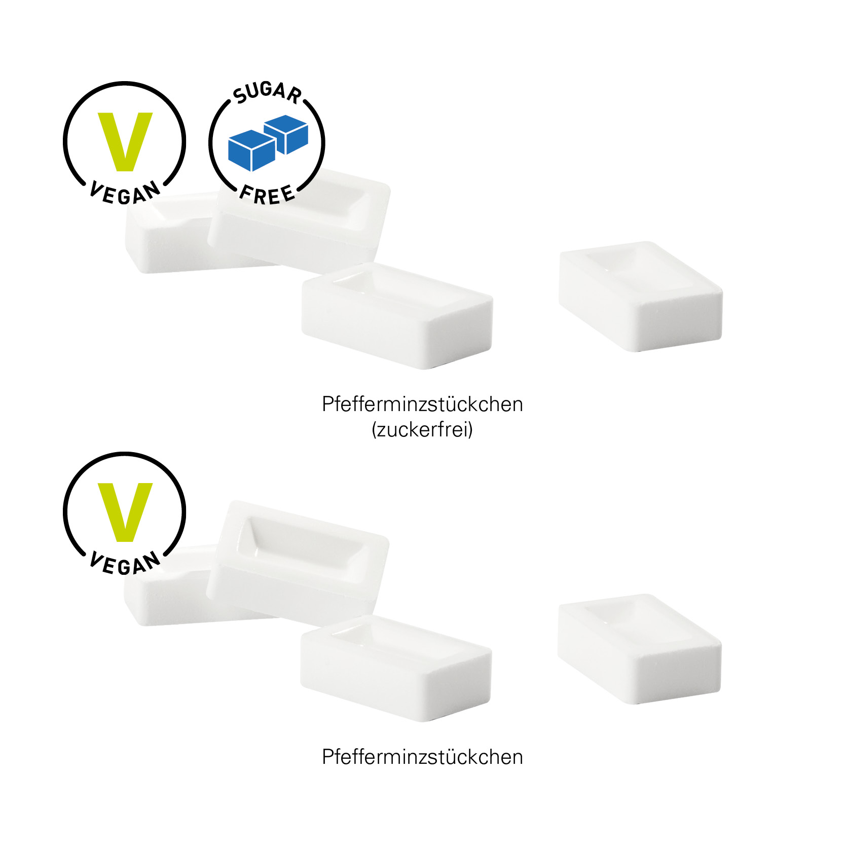 Pfefferminzriegel; 1 Riegel mit 12 Pfefferminzstückchen