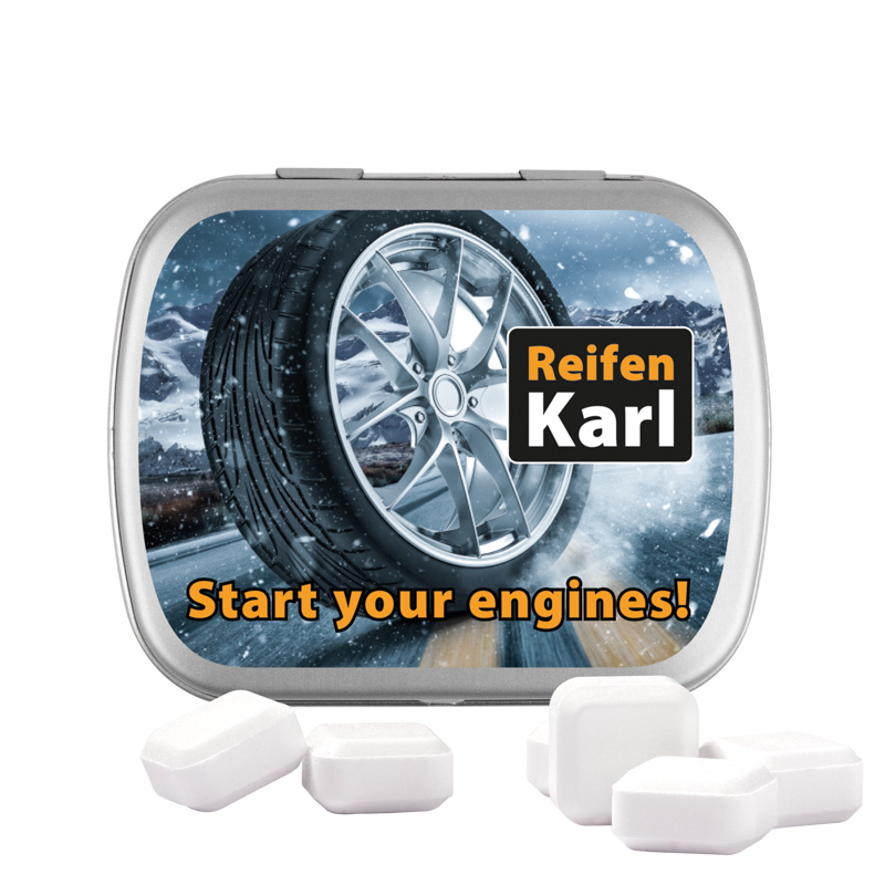 Klappdose; Traubenzuckerquadrate / Füllmenge:18 g / Gewicht:33,22 g; matt-silber; matt-silber