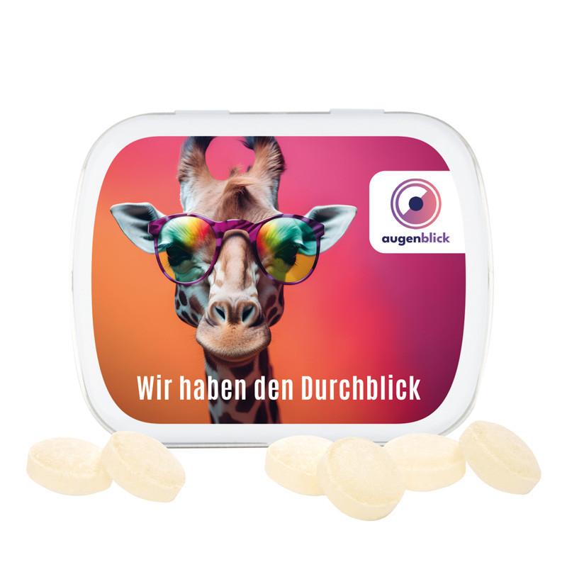 Klappdose; Cavendish & Harvey Mini Bonbons Japanische Minze / Füllmenge:19 g / Gewicht:34,22 g; weiß