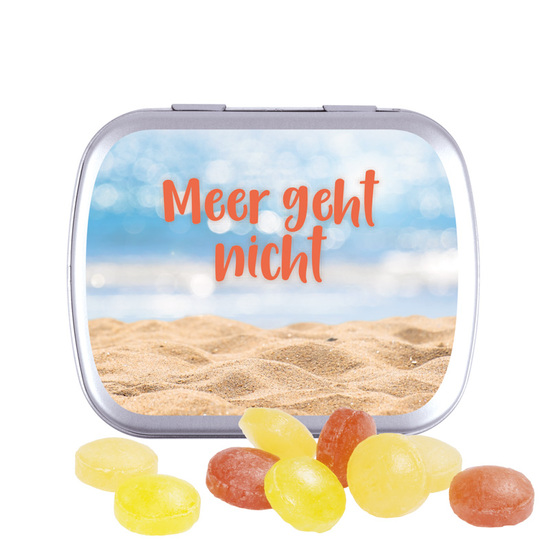 Klappdose; Cavendish & Harvey Mini Bonbons Fruchtmix / Füllmenge:19 g / Gewicht:34,22 g; silber