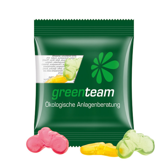 Minitüte 10 g Trolli Fruchtgummi Standardformen; Trolli Fruchtgummi Fahrrad, Kompostierbare Folie, transparent