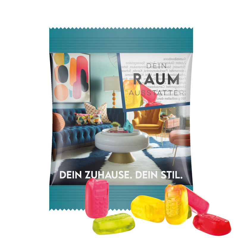 Minitüte 15 g Trolli Fruchtgummi Standardformen; Trolli Fruchtgummi Handy, Folie, transparent