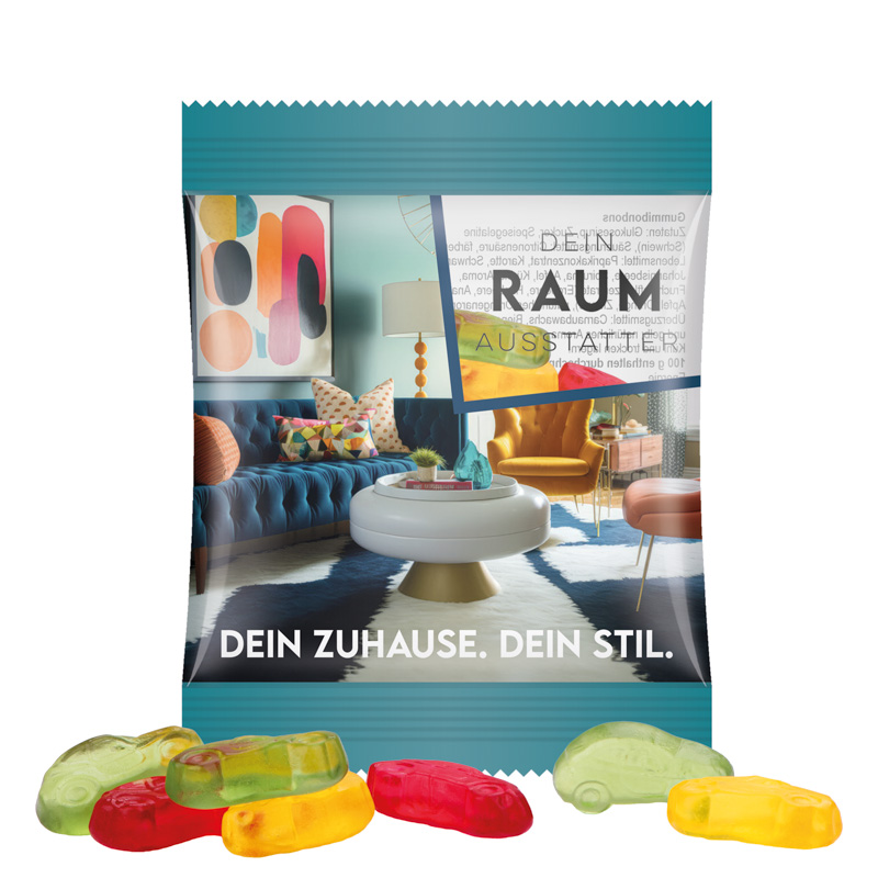 Minitüte 15 g Trolli Fruchtgummi Standardformen; Trolli Fruchtgummi Autos, Folie, transparent