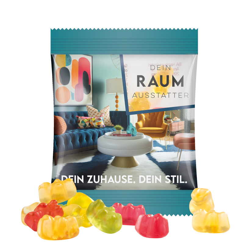 Minitüte 15 g Trolli Fruchtgummi Standardformen; Trolli Fruchtgummi Bärchen, Folie, transparent