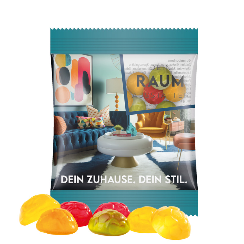 Minitüte 15 g Trolli Fruchtgummi Standardformen; Trolli Fruchtgummi Fußbälle, Folie, transparent