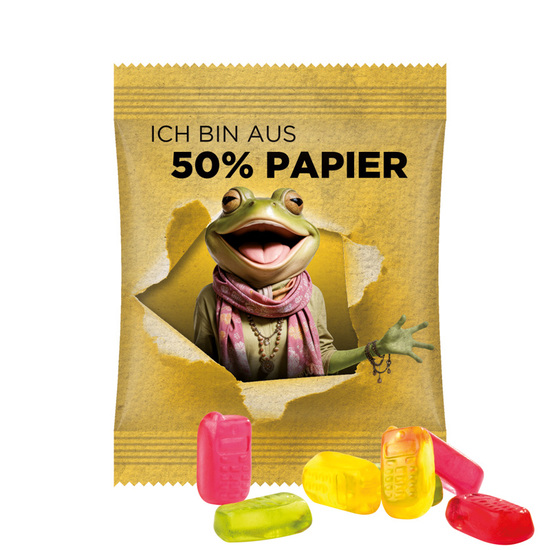 Minitüte 15 g Trolli Fruchtgummi Standardformen; Trolli Fruchtgummi Handy, Folie mit ca. 50% Papieranteil, weiß