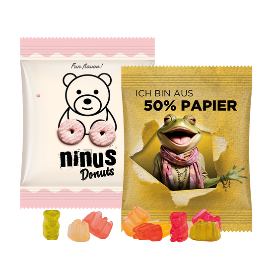 Minitüte 7 g Basic Bärchen; Basic Gummibärchen, Folie, weiß