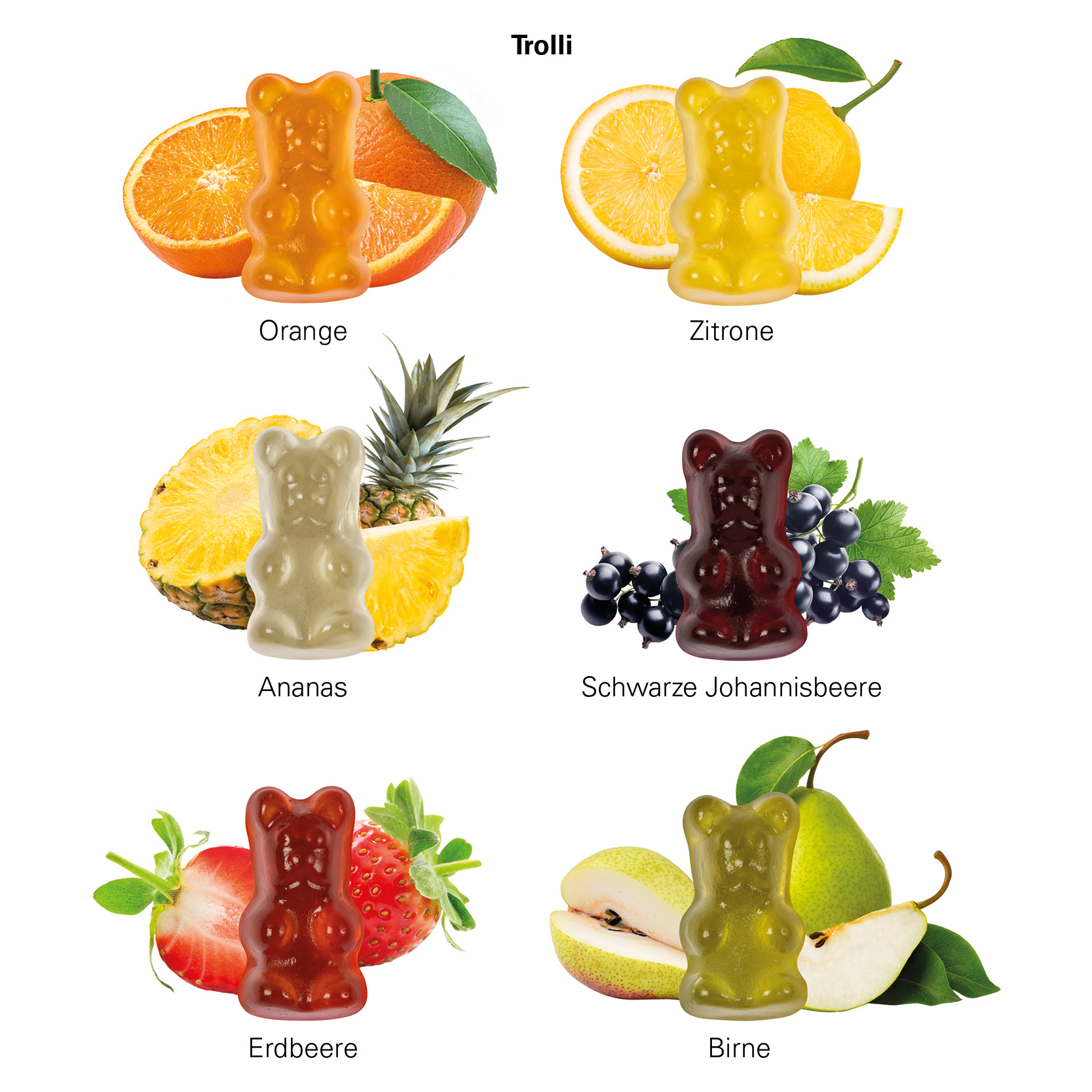 Minitüte 12 g ab 350 St. Trolli vegane Fruchtgummi Bärchen; Trolli vegane Gummibärchen, Folie, weiß