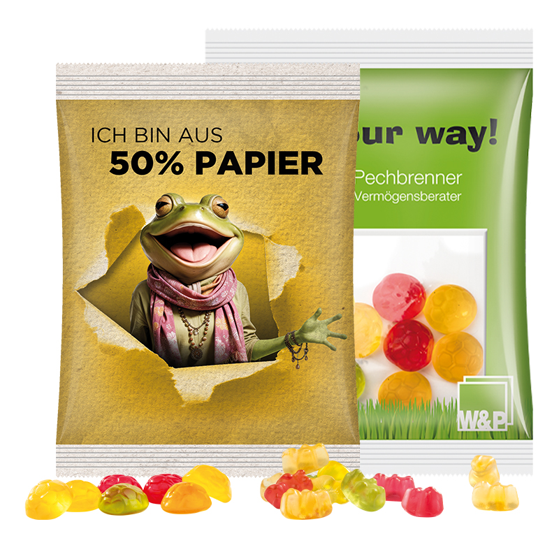 Maxitüte 50 g Trolli Trolli Fruchtgummi Handy; Folie mit ca. 50% Papieranteil, weiß