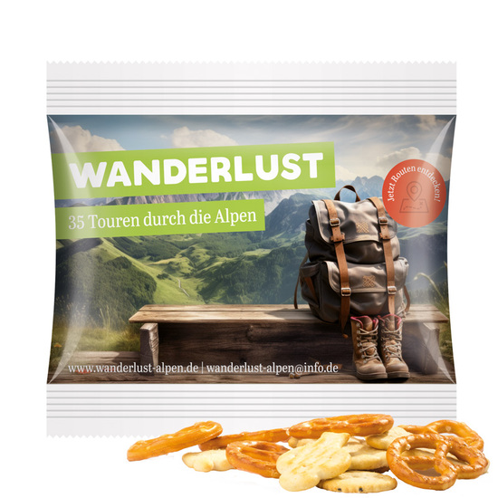 Snack Miditüte; Knabbermix, recyclingfähiges Papier, weiß