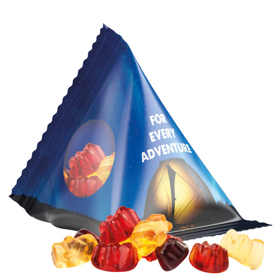 Tetraeder 15 g Trolli 30% Fruchtsaft Bärchen; Trolli Gummibärchen, 30 % Fruchtsaftanteil, Folie, transparent