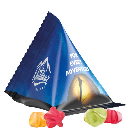 Tetraeder 15 g Trolli Fruchtgummi Standardformen; Trolli Fruchtgummi Sterne, Folie, weiß
