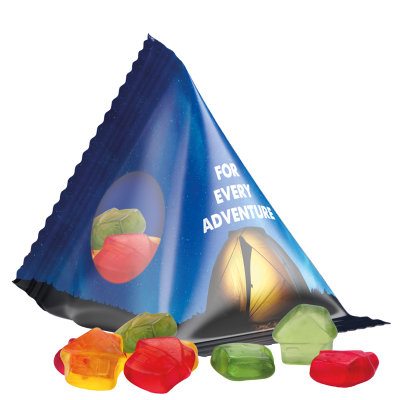 Tetraeder 15 g Trolli Fruchtgummi Standardformen; Trolli Fruchtgummi Haus, Folie, transparent
