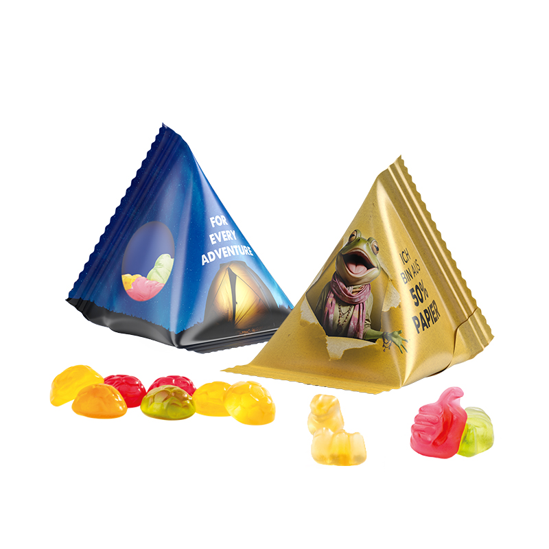 Tetraeder 15 g Trolli Fruchtgummi Standardformen; Trolli Fruchtgummi Auto-Mischung, Folie, transparent