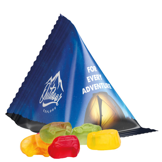 Tetraeder 15 g Trolli Fruchtgummi Standardformen; Trolli Fruchtgummi Auto-Mischung, Folie, weiß