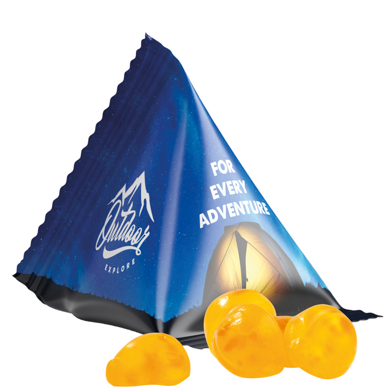 Tetraeder 15 g Trolli Vitamin-Fruchtgummi; Trolli Vitamin-Fruchtgummi , Folie mit ca. 50% Papieranteil, weiß