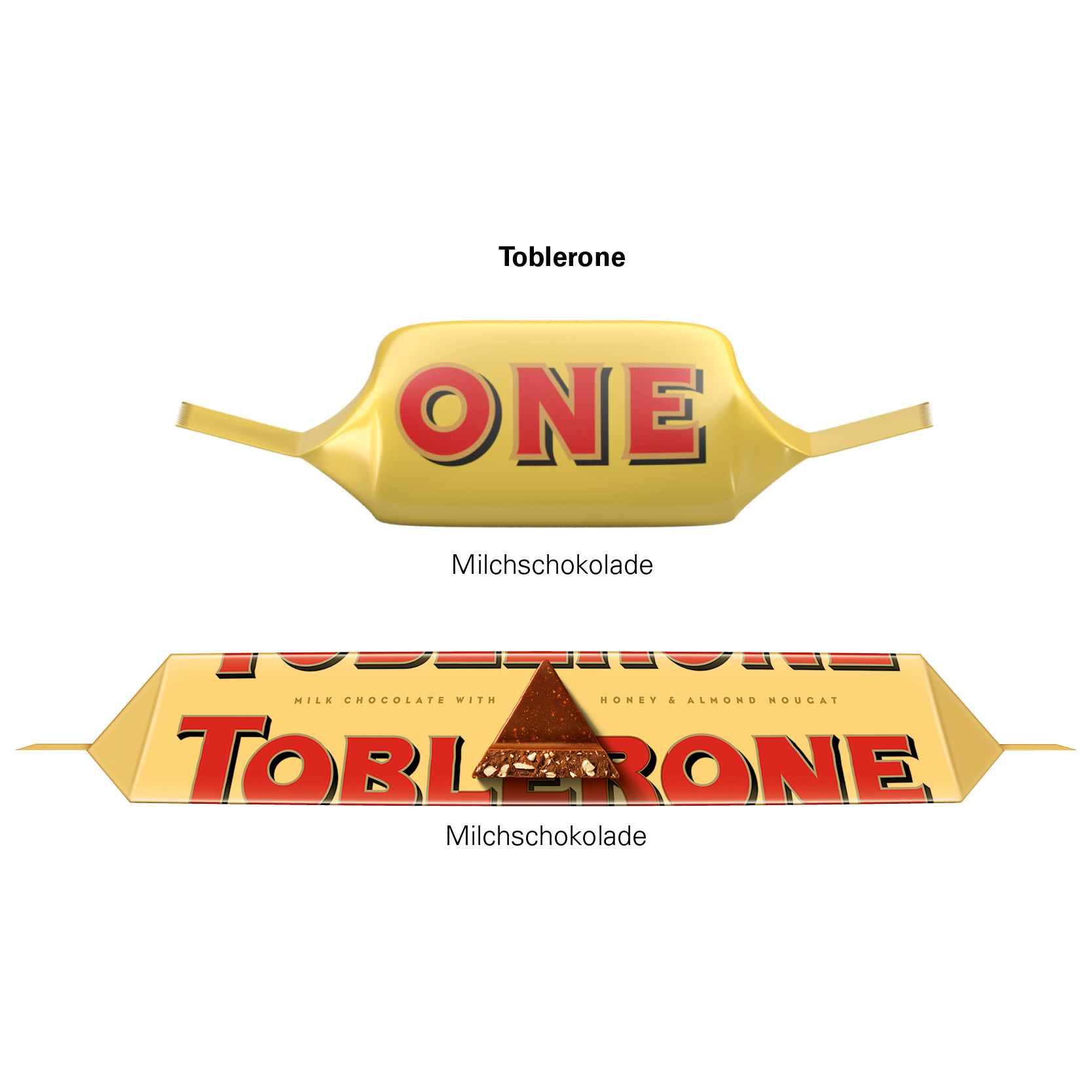 Werbedreieck Long Toblerone; 2 Toblerone Tiny