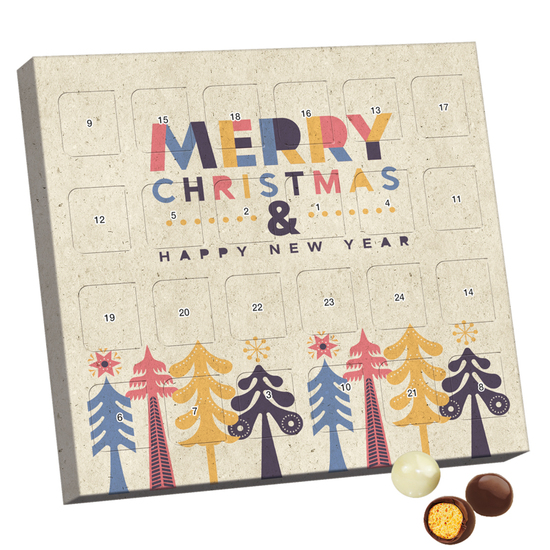 XS Adventskalender Graspapier; 24 Brandt Knusperkugeln Black & White