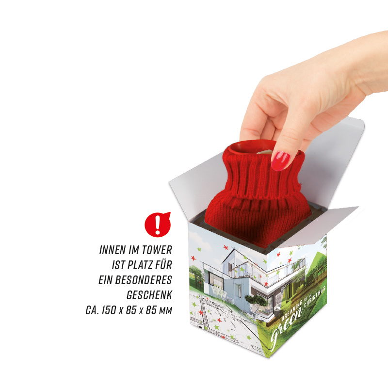 Tower Adventskalender, Graspapier; 24 Lindt Schokotäfelchen