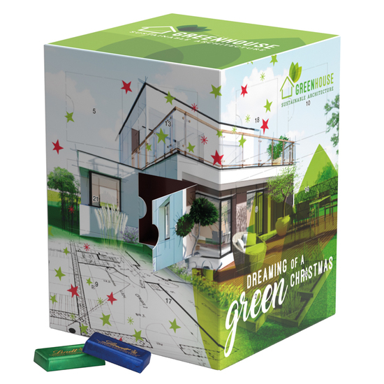 Tower Adventskalender, Vollkartonhülle; 24 Alpenmilch-Schokotäfelchen