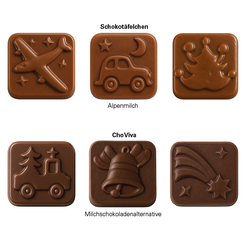 Classic Tisch Adventskalender; 24 Täfelchen aus kakaofreier Schokoladenalternative