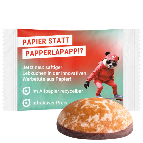 Lebkuchen Mini Bahlsen; 1 Bahlsen Lebkuchen  mit recyclingfähiges Papier, weiß
