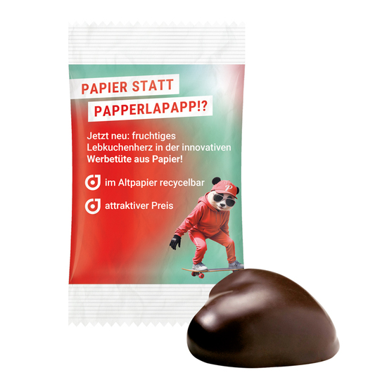 Lebkuchenherz WEISS; 1 WEISS Lebkuchenherz mit Recyclingfähiges Papier, weiß