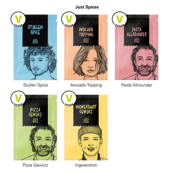Werbekarte Midi Just Spices; 1 Just Spices Gewürztütchen Pizza Gewürz