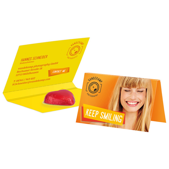 Werbekarte Visitenkartenformat Storz; 1 Storz Schokoherz