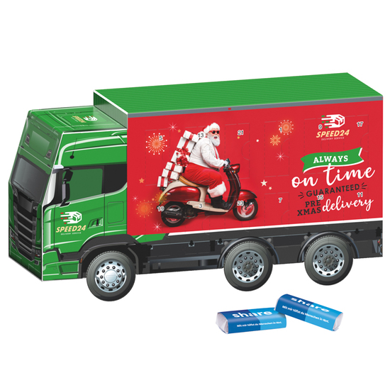 Adventskalender LKW; 24 share Schokotäfelchen