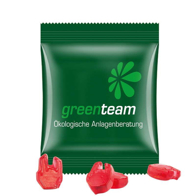Minitüte 10 g Trolli Fruchtgummi Sonderformen, Kompostierbare Folie, weiß