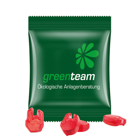 Minitüte 15 g Trolli Fruchtgummi Sonderformen, Kompostierbare Folie, weiß