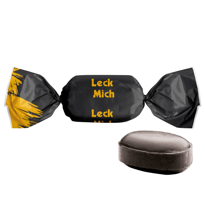 Bonbon ungefüllt; Lakritz Bonbons, oval, einzeln eingewickelt