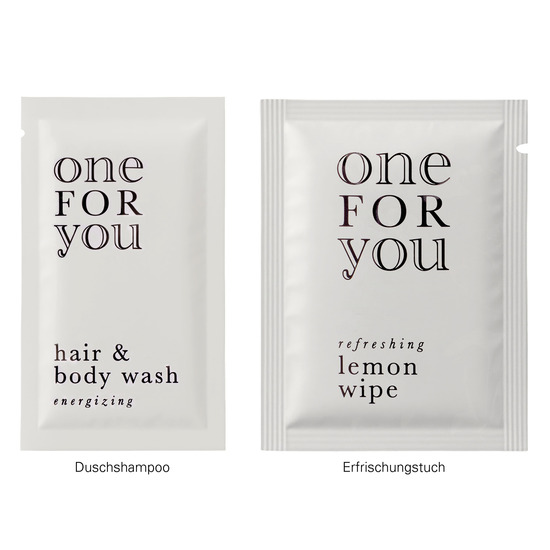 Werbekarte Long; 1 Tütchen Duschgel & Shampoo