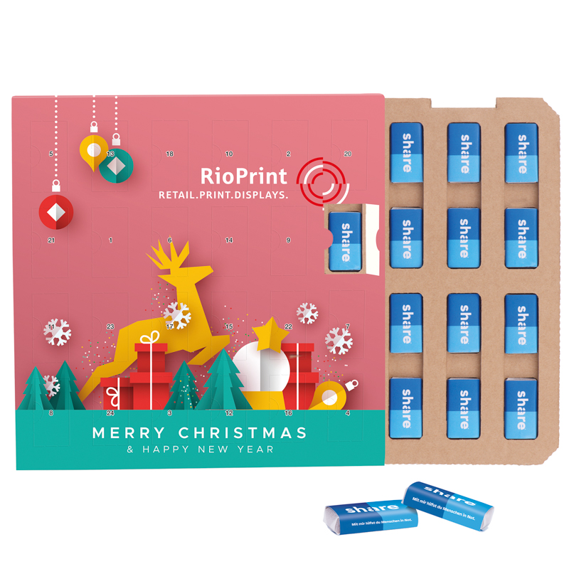 Täfelchen Adventskalender ECO; 24 share Schokotäfelchen