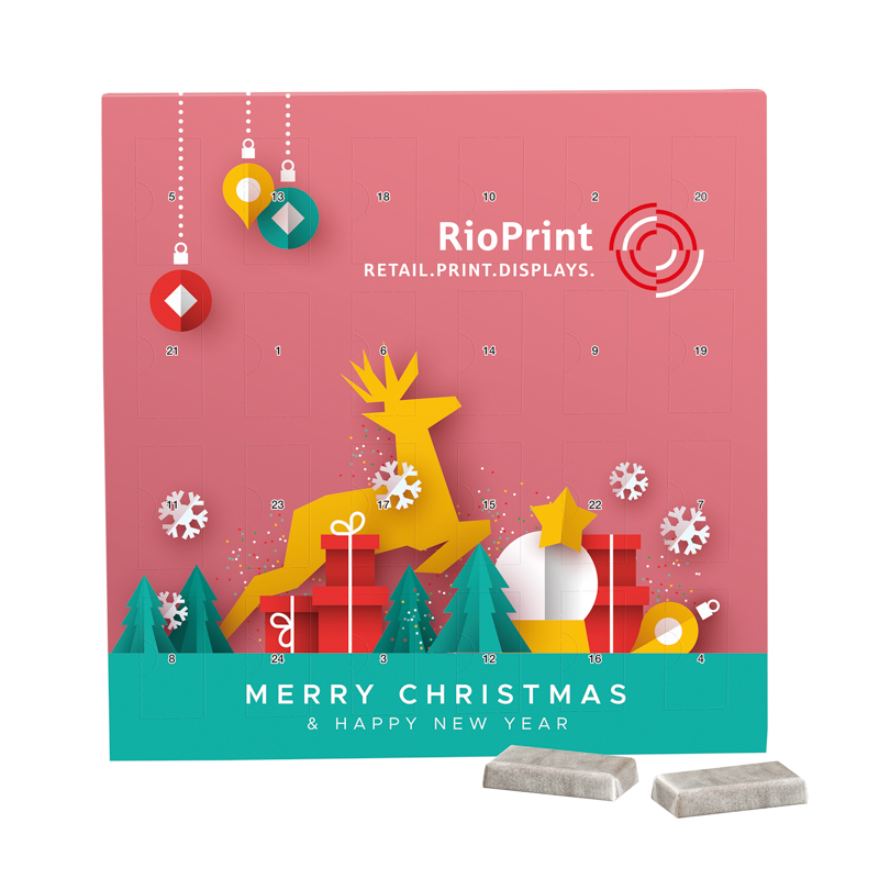 Täfelchen Adventskalender; 24 Alpenmilch-Schokotäfelchen