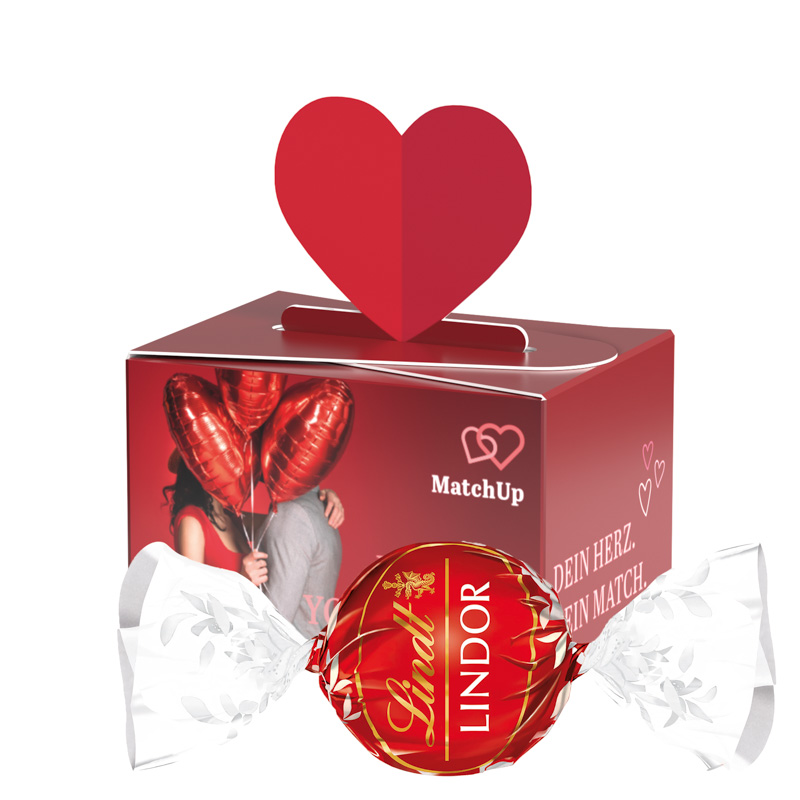 Geschenkbox Mini Herz; 1 LINDOR Milchkugel