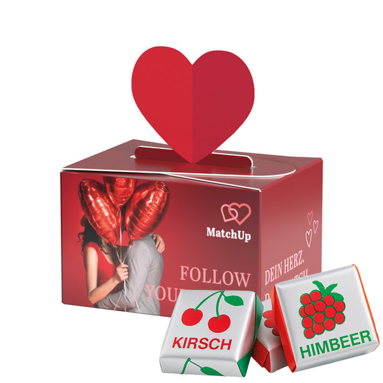 Geschenkbox Mini Herz; 10 Böhme Fruchtkaramellen Kaubonbons