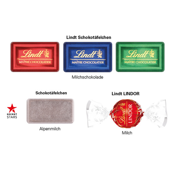 Geschenkbox Mini Koffer; 2 Ritter SPORT Schokowürfel Karamell Dou (nur sortenrein)