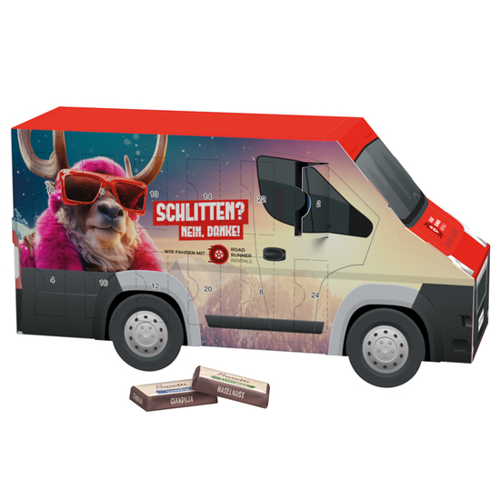 Adventskalender Transporter; 24 Sarotti Schokoladentäfelchen, 4 Sorten