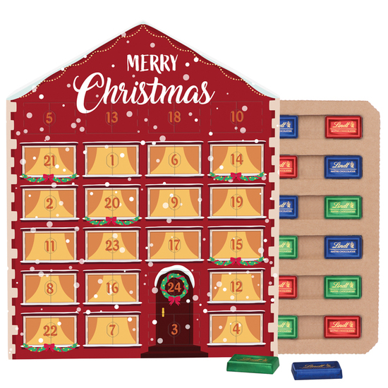 Täfelchen Adventskalender Haus ECO; 24 Lindt Schokotäfelchen