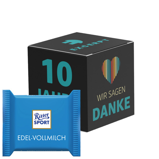 Werbewürfel Ritter SPORT mini; 4 Ritter SPORT mini Edelvollmilch