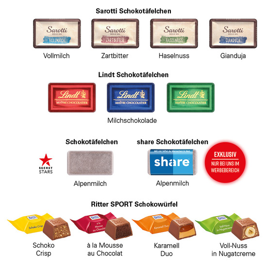 Adventskalender Schiff; 24 Lindt Schokotäfelchen