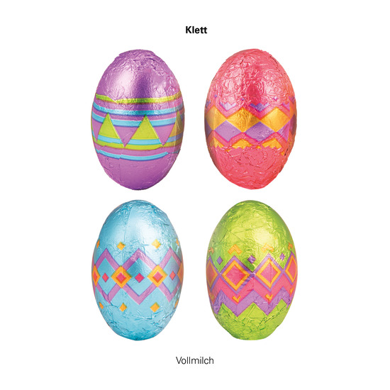 3D Präsent Haus Ostern; 1 Beutel mit 5 Klett Schoko-Ostereiern