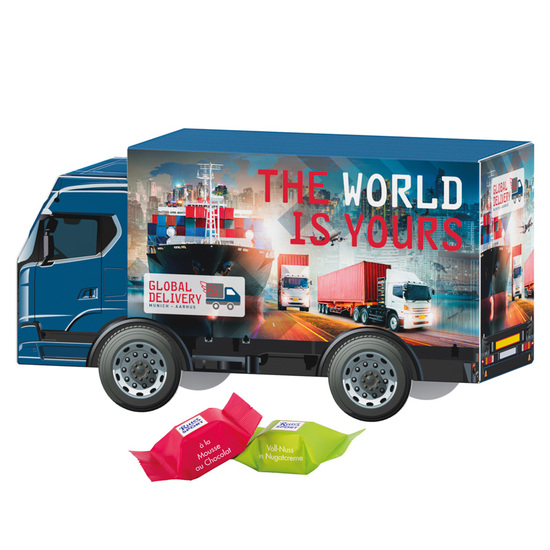 3D Präsent LKW; 4 Ritter SPORT Schokowürfel