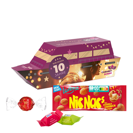 3D Präsent Schiff; 1 Tütchen Lorenz Nic Nac‘s