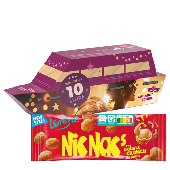 3D Präsent Schiff; 1 Tütchen Lorenz Nic Nac‘s