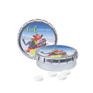 Quick Box, silber, Mentos Kaudragee Mint