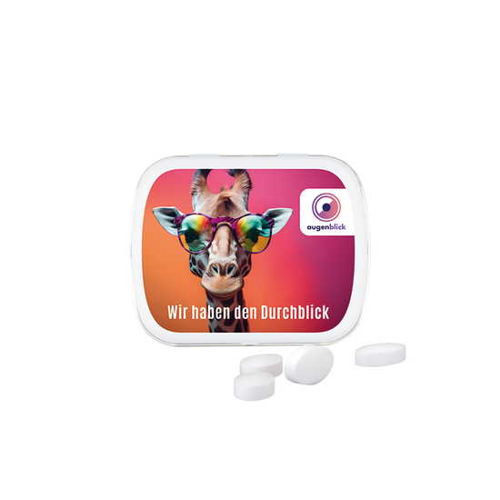 Klappdose, weiß, Pfeffi zuckerfreien Pfefferminzpastillen