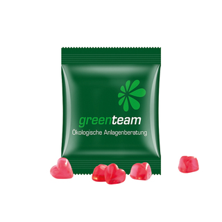 Minitüte,15 g, kompostierbare Folie weiß, Trolli Fruchtgummi Herz rot